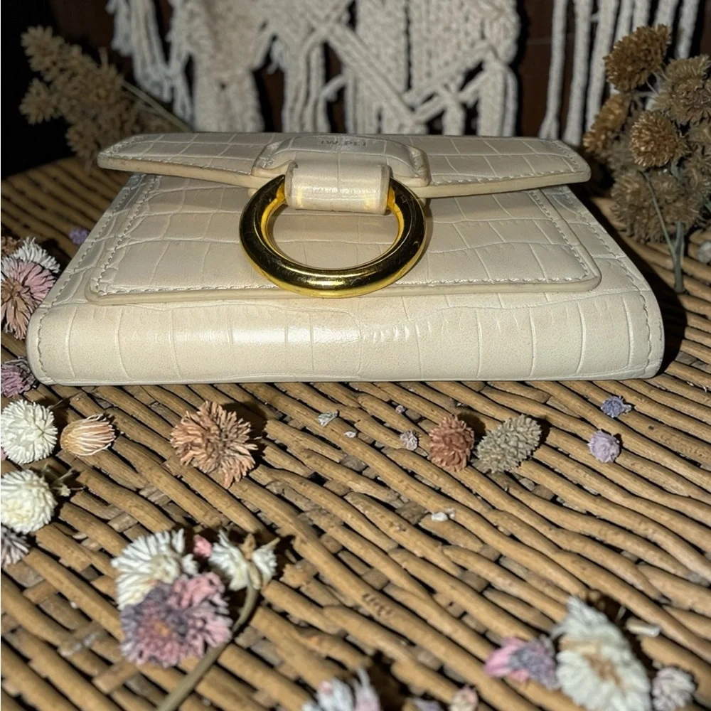 JW Pei Croc Embossed Mini Wallet Clutch Cream ✨ Gold Ring Vegan Leather - Picture 5 of 10